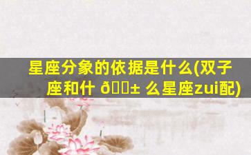 星座分象的依据是什么(双子座和什 🐱 么星座zui
配)